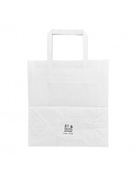 Sacs en papier blanc moyens avec poignées plates Fiesta Recyclable (lot de 250)