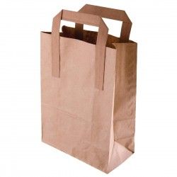 Grands sacs en papier marron à poignées plates Fiesta Recyclables (lot de 250)