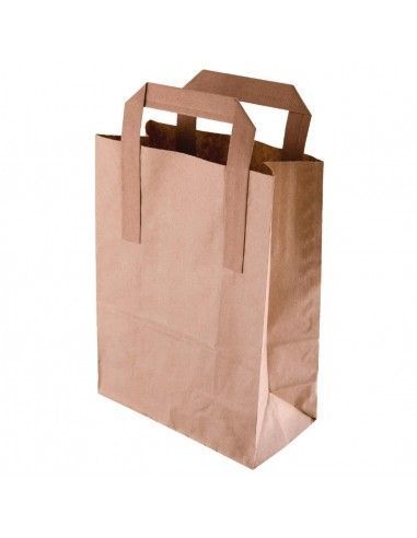 Grands sacs en papier marron à poignées plates Fiesta Recyclables (lot de 250)