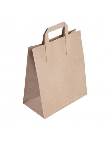Grands sacs en papier marron à poignées plates Fiesta Recyclables (lot de 250)
