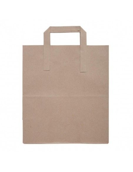 Grands sacs en papier marron à poignées plates Fiesta Recyclables (lot de 250)