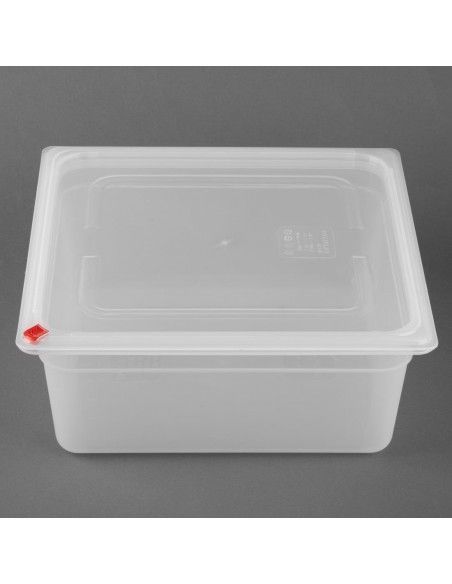 Bacs PP Hygiplas Click GN 2/3 avec couvercles et 7 clips de couleur 150mm 12L (lot de 4)