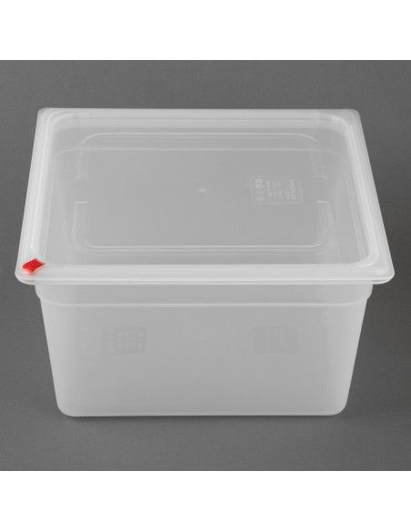 Bacs PP Hygiplas Click GN 2/3 avec couvercles et 7 clips de couleur 200mm 16,1L (lot de 4)