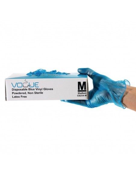 Gants bleus en vinyle, taille L (Lot de 500 gants)