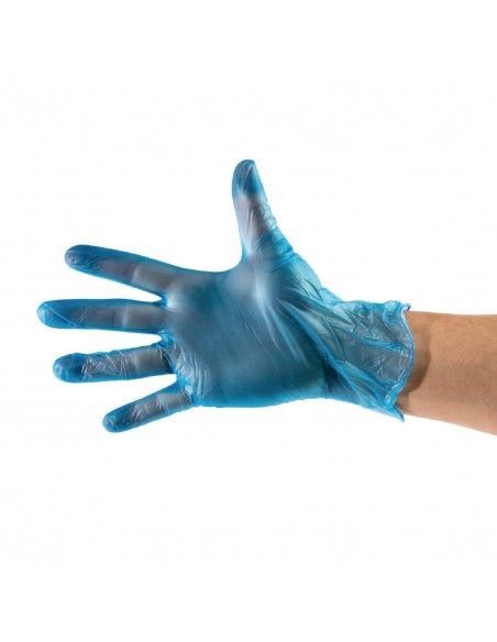 Gants bleus en vinyle, taille M (Lot de 500 gants)