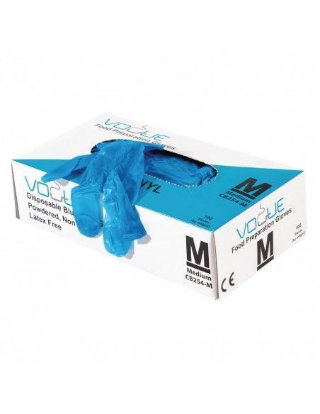 Gants bleus en vinyle, taille M (Lot de 500 gants)
