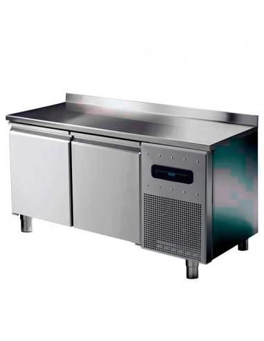 Table réfrigérée pâtisserie 2 portes 600x400 mm, plan en inox avec dosseret, -2°/+8°C - WiFi