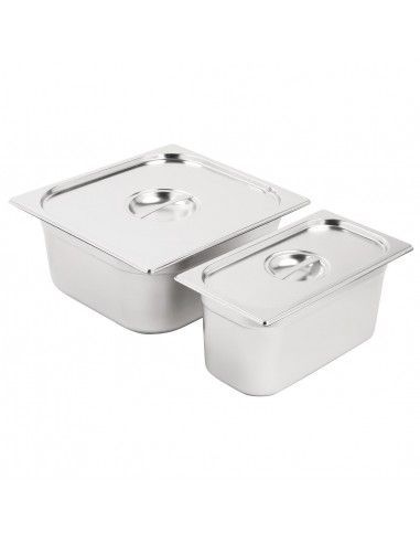 Ensemble de bacs GN 1/3 et 2/3 inox avec couvercles Vogue