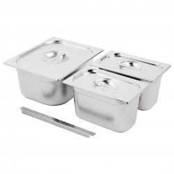 Ensemble de bacs GN 1/2 et 2 x 1/4 inox avec couvercles Vogue