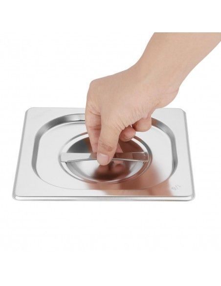Ensemble de bacs GN 1/3 et 4 x 1/6 en inox avec couvercles Vogue