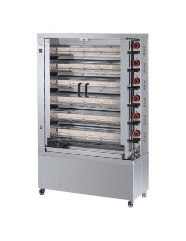 Rôtissoire à poulets à gaz (+230 V) , 6 broches pour 30-36 poulets