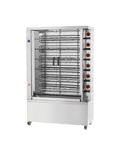 Rôtissoire à poulets électrique (400 V) , 6 broches pour 30-36 poulets