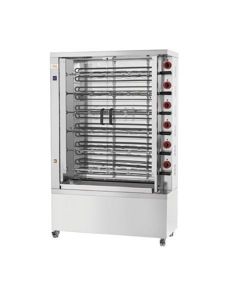 Rôtissoire à poulets électrique (400 V) , 6 broches pour 30-36 poulets