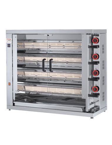 Rôtissoire à poulets à gaz (+230 V) , 4 broches pour 20-24 poulets