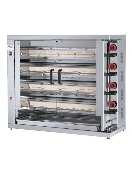 Rôtissoire à poulets à gaz (+230 V) , 4 broches pour 20-24 poulets