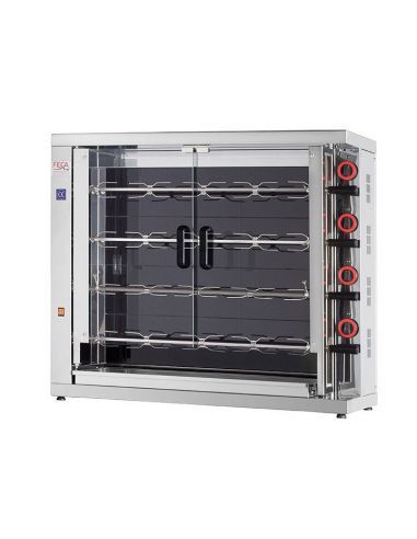 Rôtissoire à poulets électrique,brûleurs vitrocéramiques(400 V), 4 broches pour 20-24 poulets