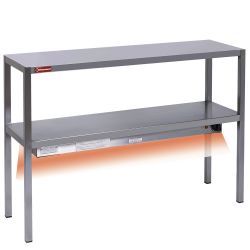 Etagère de table chauffante céramique en inox, 2 niveaux , 2000x300 mm