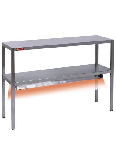 Etagère de table chauffante céramique en inox, 2 niveaux , 2000x300 mm