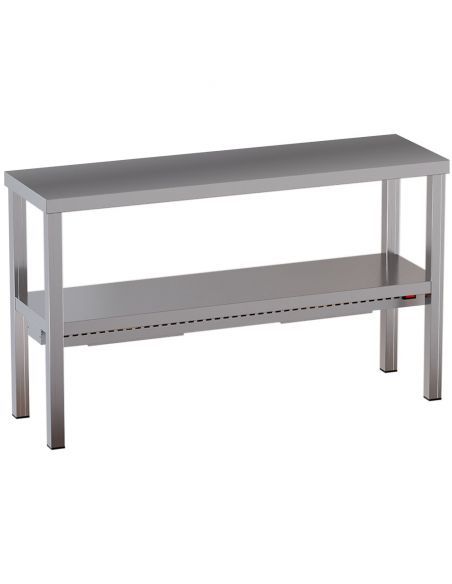 Etagère de table chauffante céramique en inox, 2 niveaux , 2000x300 mm