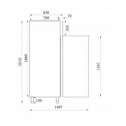 Congélateur 650 litres en inox avec porte en verre, GN 2/1, -18°/-25°C 2