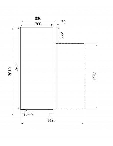 Congélateur 650 litres en inox avec porte en verre, GN 2/1, -18°/-25°C
