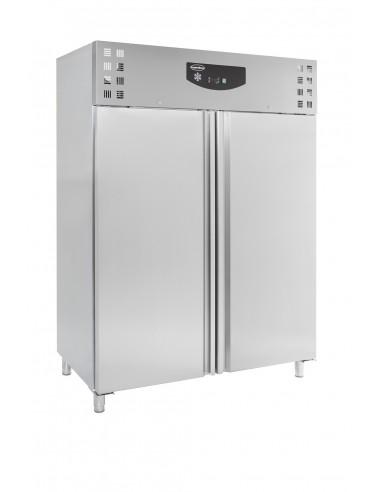 Congélateur 1400 litres en inox avec porte en verre, GN 2/1, -18°/-25°C