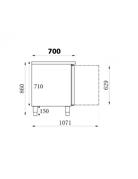 Table congélateur avec 2 portes GN 1/1, -10°/-20°C