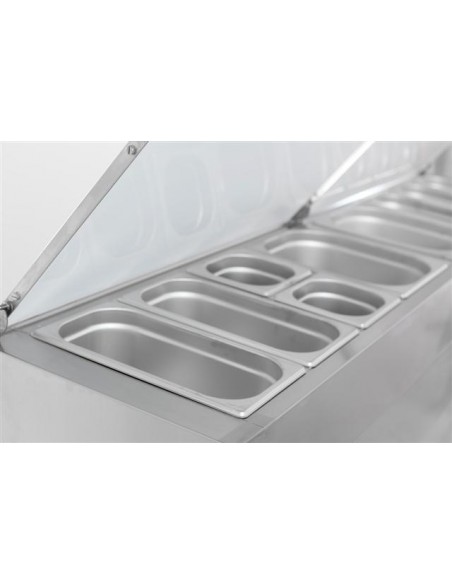 Table de préparation réfrigérée avec 3 portes GN 1/1, 8x GN 1/3 h150 mm, +2°/+8°C