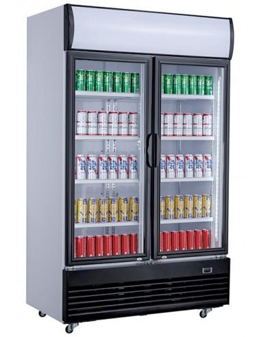 Armoire à boissons réfrigérée 800 litres brut avec portes battantes en verre, +2°/+10°C