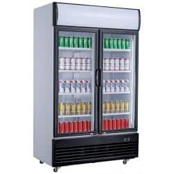 Armoire à boissons réfrigérée 1000 litres brut avec portes battantes en verre, +2°/+10°C