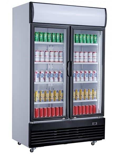 Armoire à boissons réfrigérée 1000 litres brut avec portes battantes en verre, +2°/+10°C