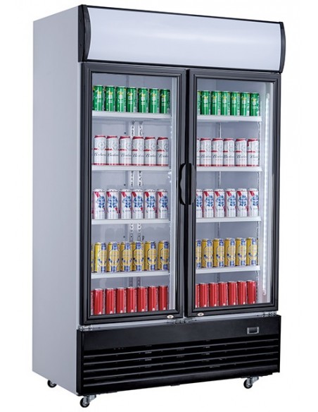 Armoire à boissons réfrigérée 1000 litres brut avec portes battantes en verre, +2°/+10°C