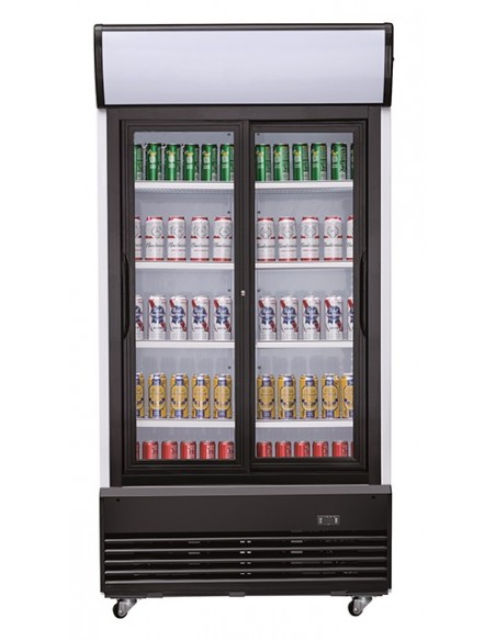 Armoire à boissons réfrigérée 800 litres brut avec portes coulissantes en verre, +2°/+10°C