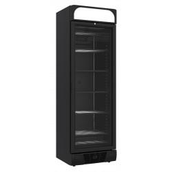 Vitrine freezer verticale avec 1 porte en verre noire, 382 litres, -18°/-24°C
