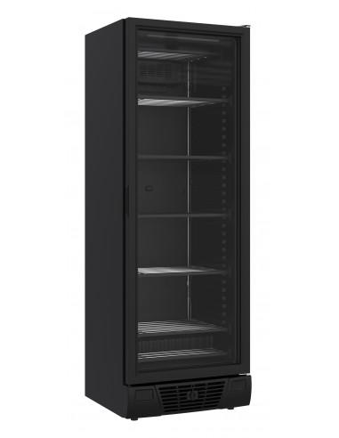 Vitrine freezer verticale avec 1 porte en verre noire, 382 litres, -18°/-24°C