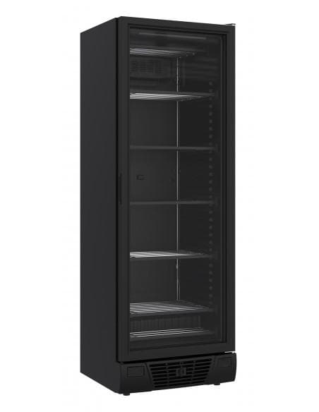 Vitrine freezer verticale avec 1 porte en verre noire, 382 litres, -18°/-24°C