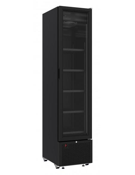 Armoire à boissons réfrigérée noire compacte 348 litres brut avec porte en verre, +4°/+10°C