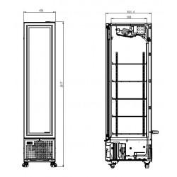 Armoire à boissons réfrigérée noire compacte 348 litres brut avec porte en verre, +4°/+10°C 2