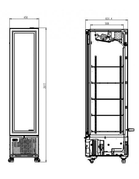 Armoire à boissons réfrigérée noire compacte 348 litres brut avec porte en verre, +4°/+10°C