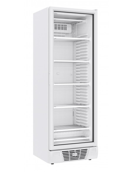 Vitrine freezer verticale avec 1 porte en verre blanche, 382 litres, -18°/-24°C