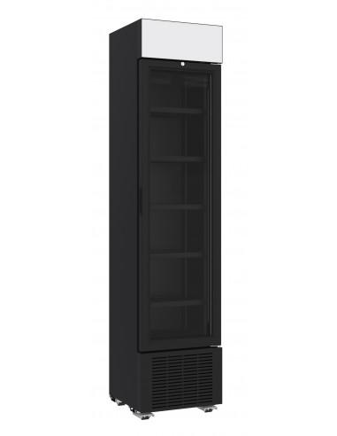 Armoire à boissons réfrigérée noire compacte 232 litres brut avec porte en verre, +4°/+10°C