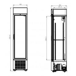 Armoire à boissons réfrigérée noire compacte 232 litres brut avec porte en verre, +4°/+10°C 2