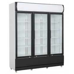 Réfrigérateur 1065 litres sur roues avec 3 portes en verre battantes et 12 étagères, +1°/+10°C