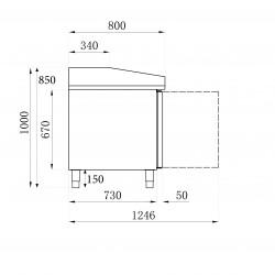 Table à pizza 2020 mm et saladette offerte avec 3 portes 600x400 mm , +2°/+8°C 2