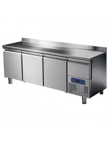 Table réfrigérée 3 portes GN 1/1 avec dosseret et tiroir réfrigérée, -2°/+8°C