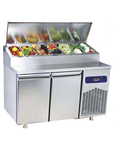Table de préparation réfrigérée avec 2 portes GN 1/1, 7x GN 1/3 h150 mm, +2°/+8°C